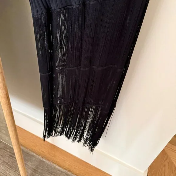 Khaite Cedar Fitted Rib Maxi Midi Dress Mock Fringe Black Small, worn once $2400 - Picture 6 of 8